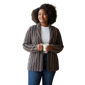 Donnkenny Women's Textured Stripe Blazer‎ Jacket Size 18